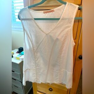 White Linen v neck blouse